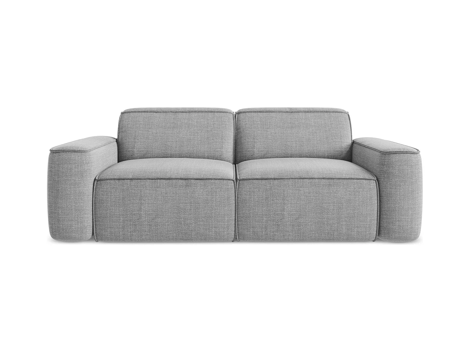 Canapé modulable 3 places en tissu texturé - gris clair - OMAO