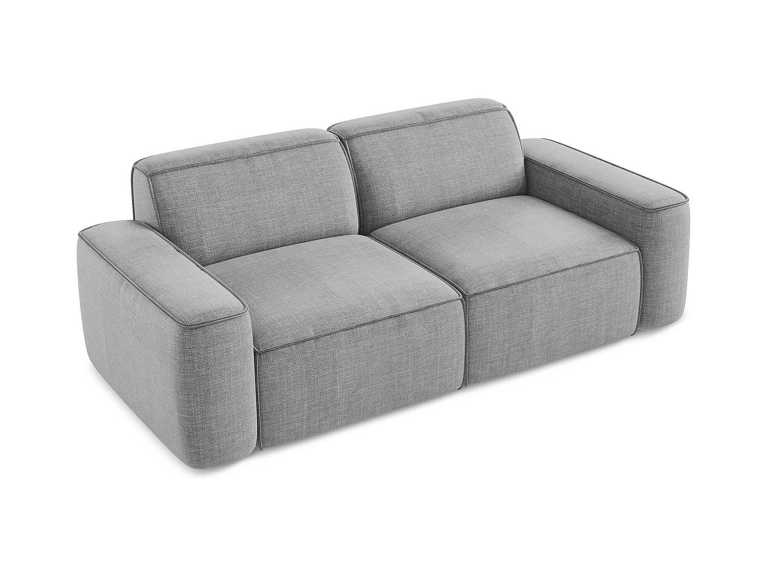 Canapé modulable 3 places en tissu texturé - gris clair - OMAO