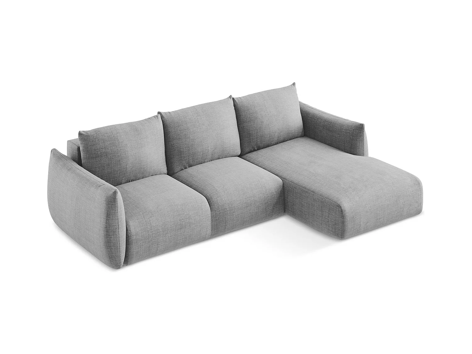 Canapé d'angle droit convertible en tissu texturé - gris clair - LEILA