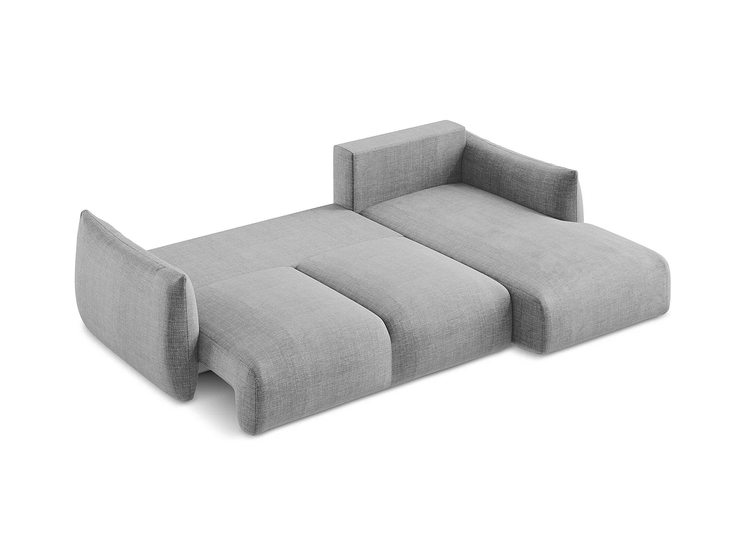 Canapé d'angle droit convertible en tissu texturé - gris clair - LEILA