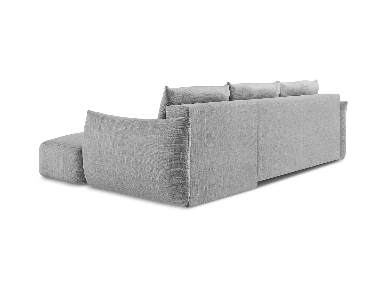 Canapé d'angle droit convertible en tissu texturé - gris clair - LEILA