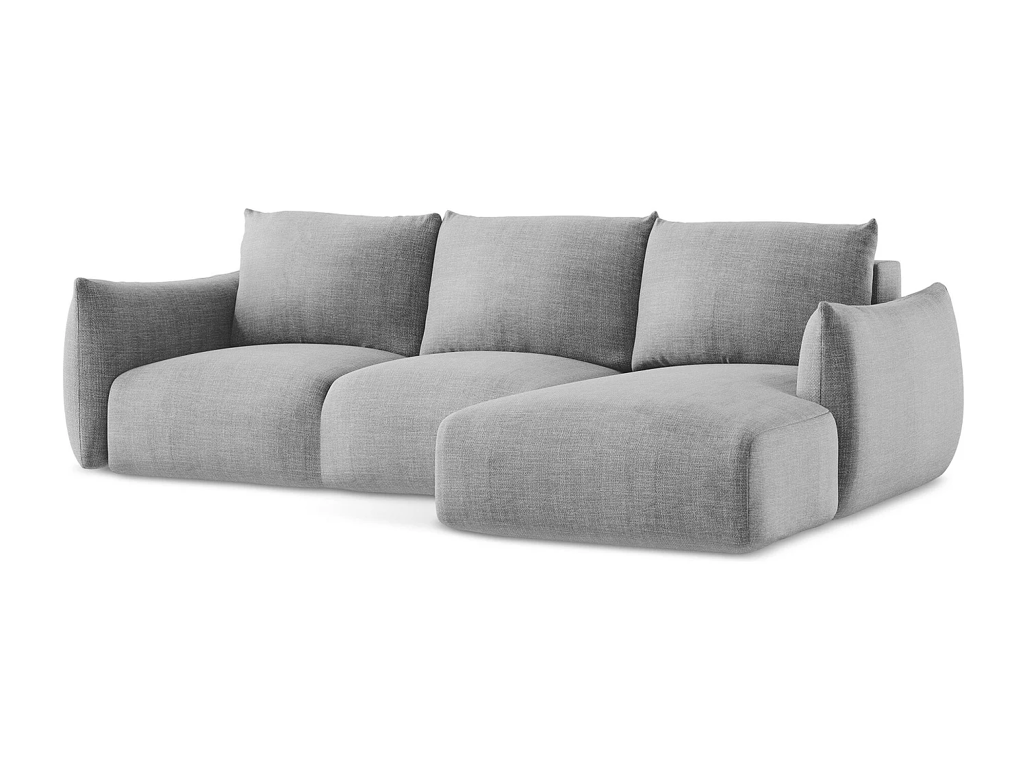 Canapé d'angle droit convertible en tissu texturé - gris clair - LEILA