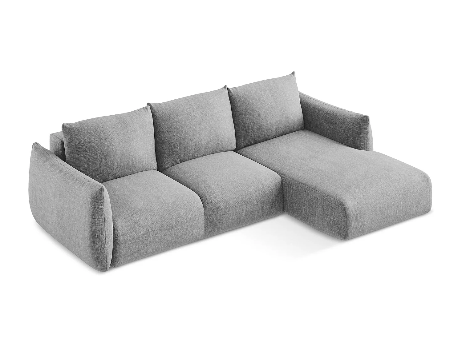 Canapé d'angle droit convertible en tissu texturé - gris clair - LEILA