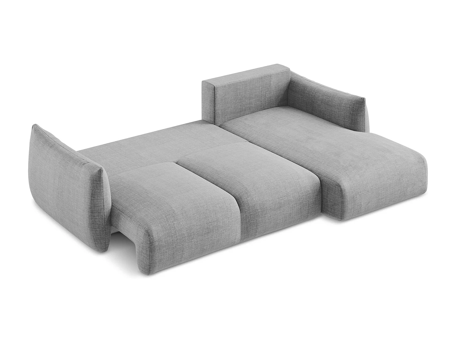 Canapé d'angle droit convertible en tissu texturé - gris clair - LEILA