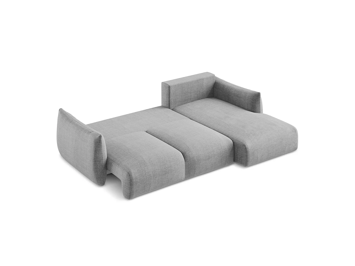 Canapé d'angle droit convertible en tissu texturé - gris clair - SAVONA