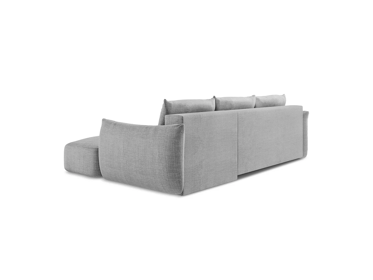 Canapé d'angle droit convertible en tissu texturé - gris clair - SAVONA
