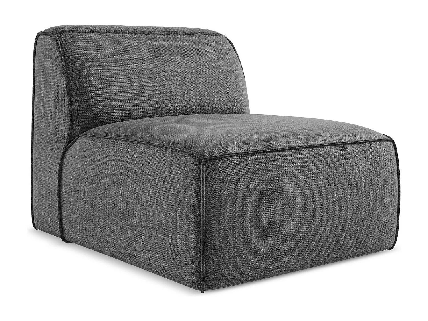 Fauteuil pour canapé modulable en tissu texturé - gris foncé - OMAO