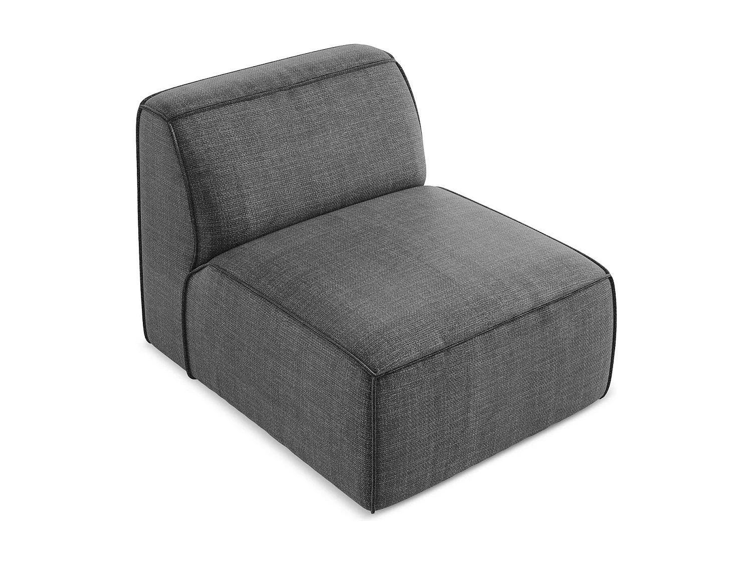 Fauteuil pour canapé modulable en tissu texturé - gris foncé - OMAO