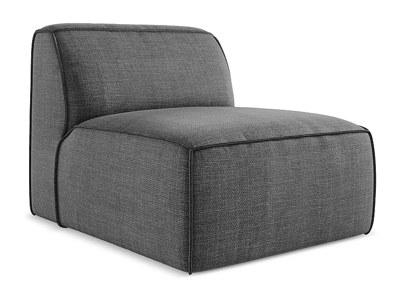 Fauteuil pour canapé modulable en tissu texturé - gris foncé - OMAO