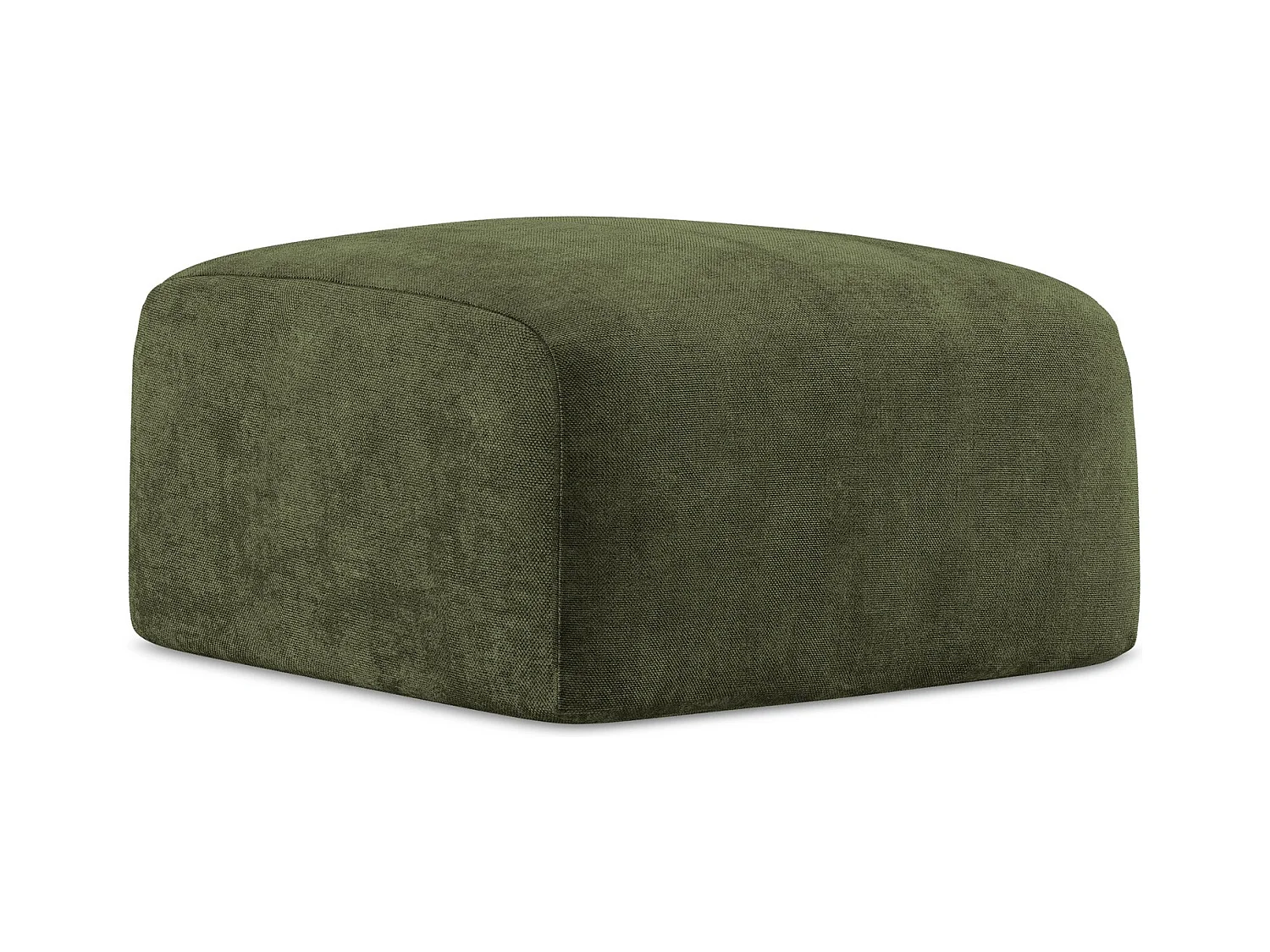 Pouf en tissu chenille - olive - LEILA