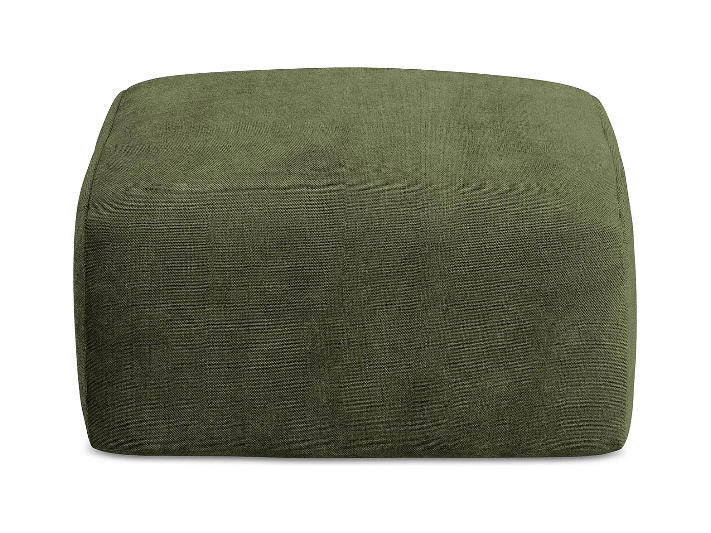 Pouf en tissu chenille - olive - LEILA