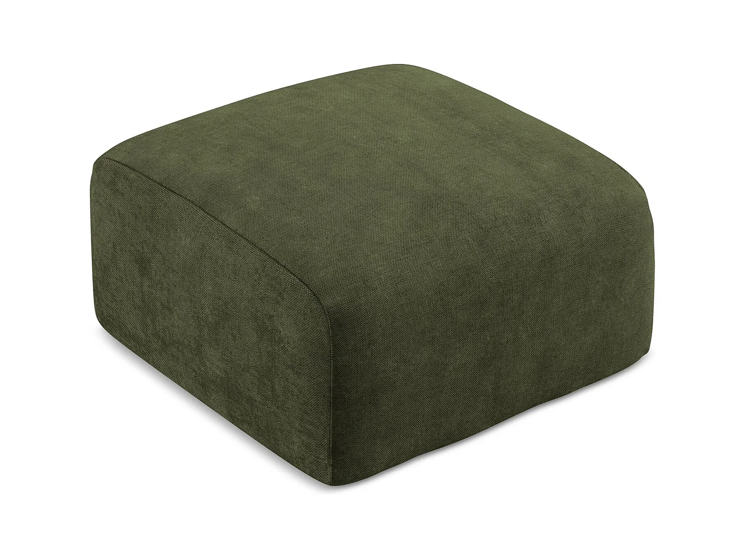 Pouf en tissu chenille - olive - LEILA