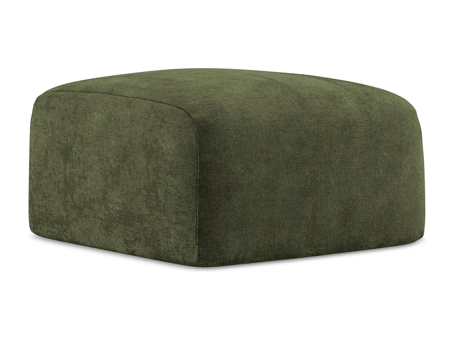 Pouf en tissu chenille - olive - LEILA