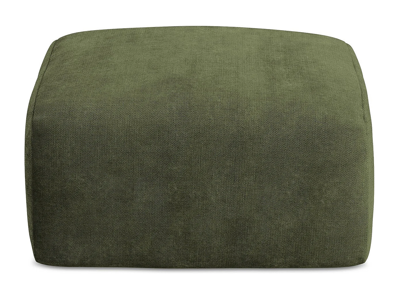 Pouf en tissu chenille - olive - LEILA