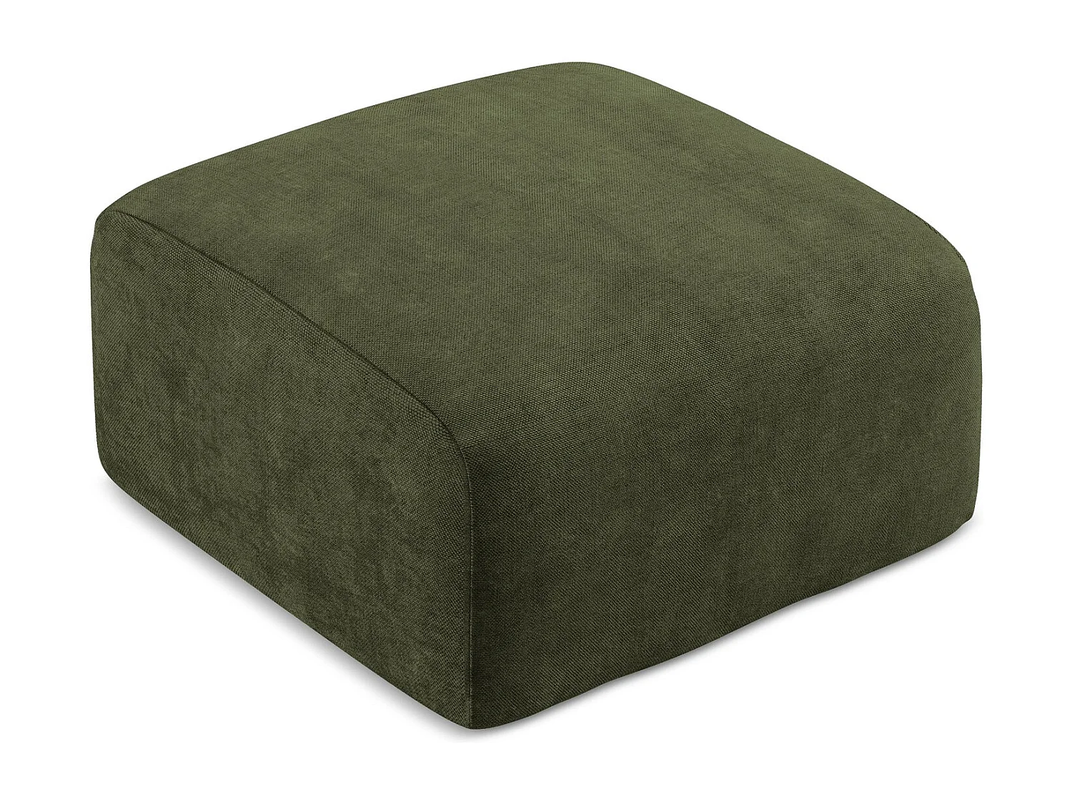 Pouf en tissu chenille - olive - LEILA