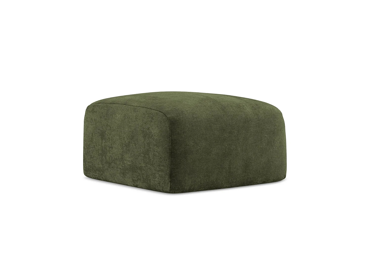 Pouf en tissu chenille - olive - SAVONA