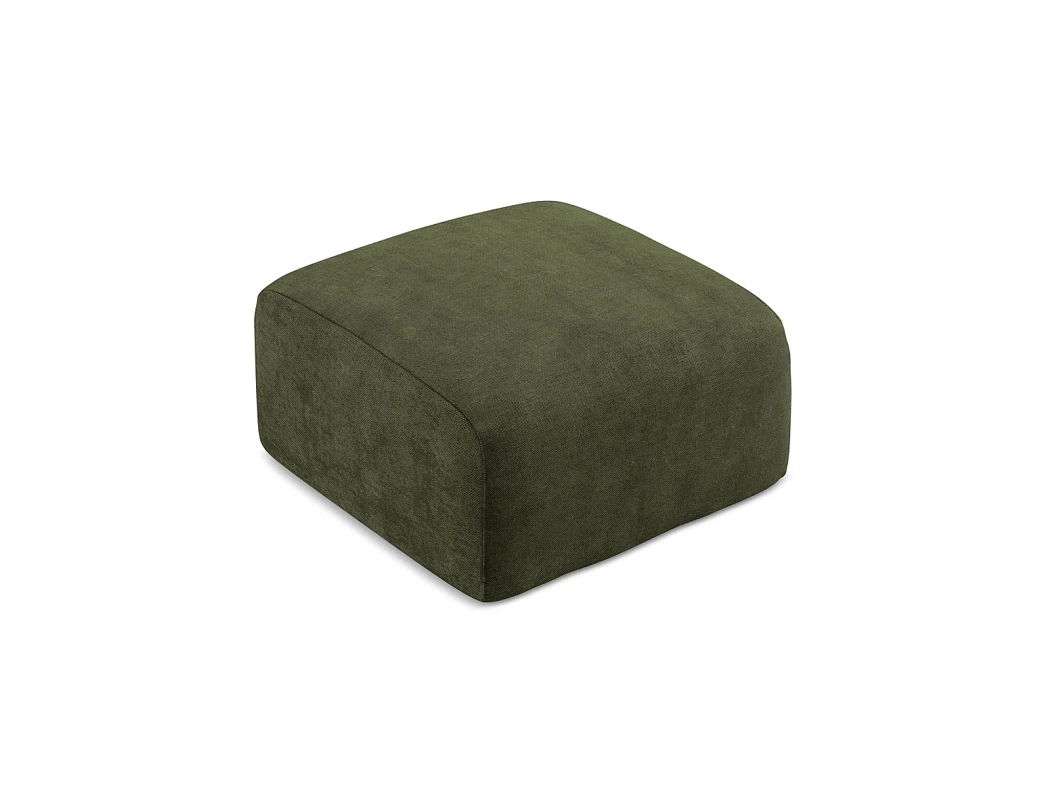 Pouf en tissu chenille - olive - SAVONA