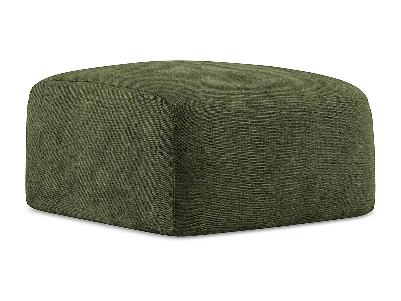 Pouf en tissu chenille - olive - LEILA
