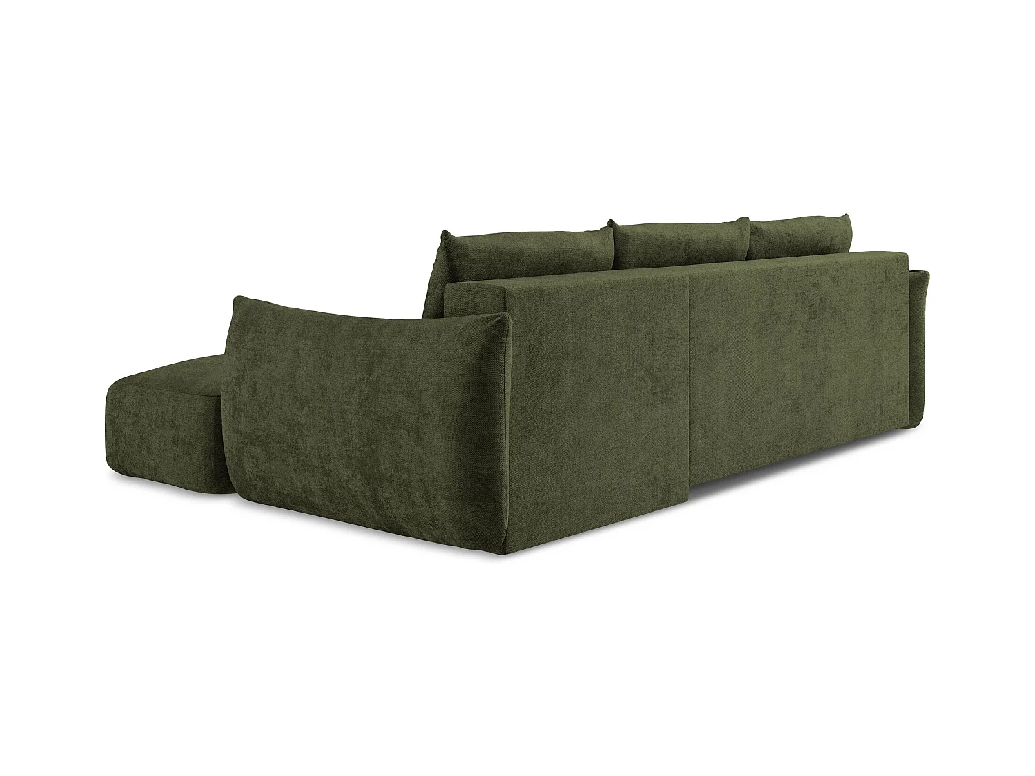 Canapé d'angle droit convertible en tissu chenille - olive - LEILA
