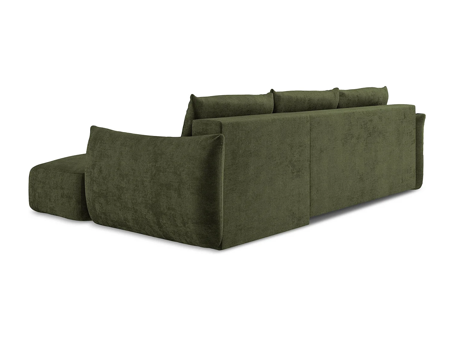 Canapé d'angle droit convertible en tissu chenille - olive - LEILA