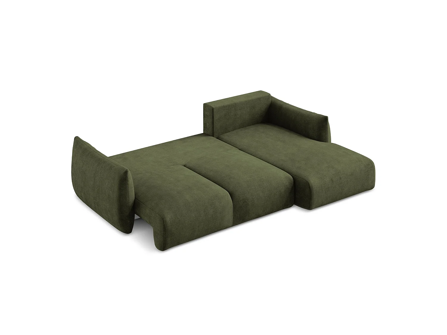 Canapé d'angle droit convertible en tissu chenille - olive - SAVONA