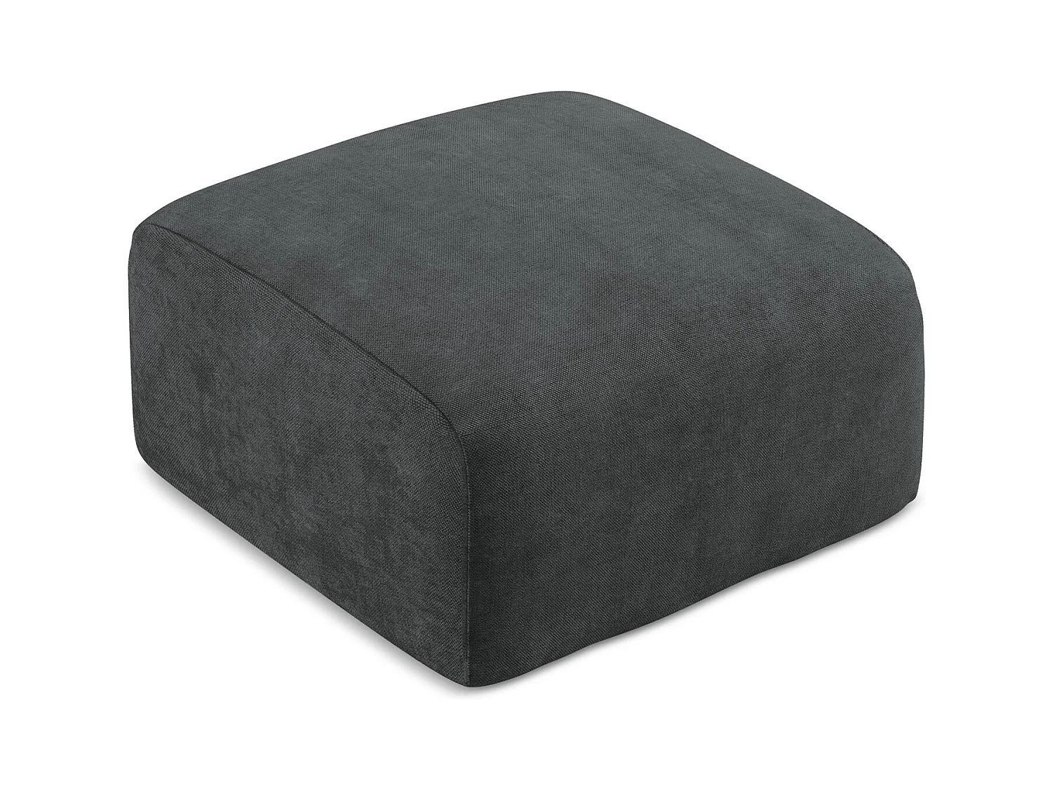 Pouf en tissu chenille - gris foncé - LEILA