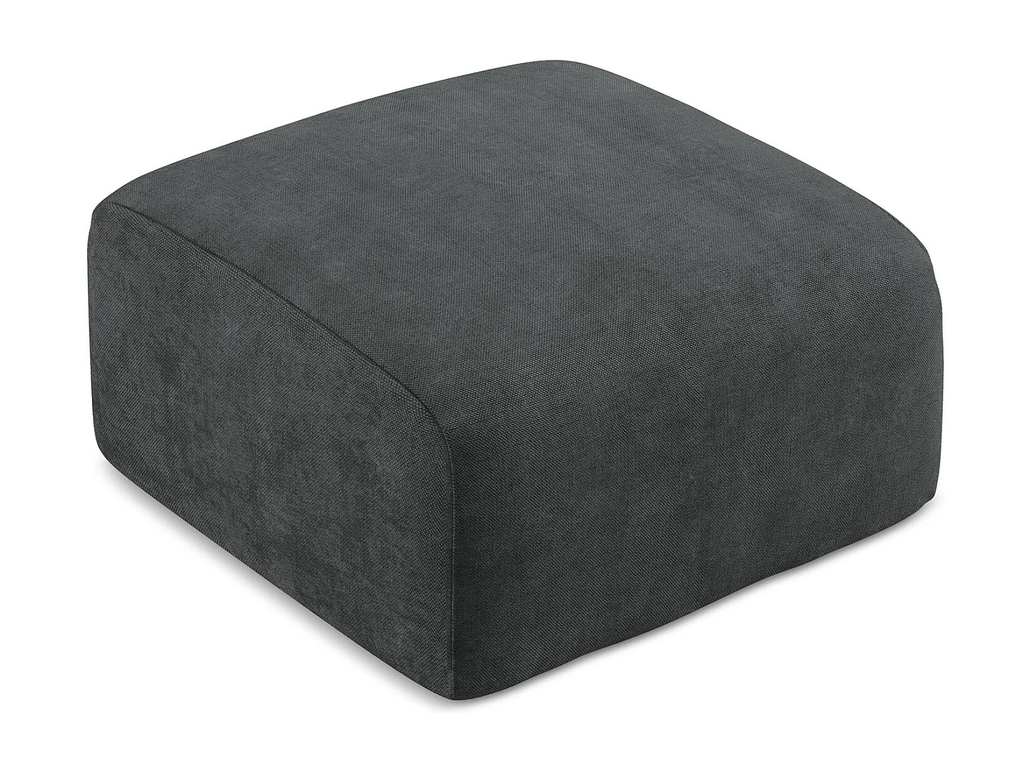 Pouf en tissu chenille - gris foncé - LEILA