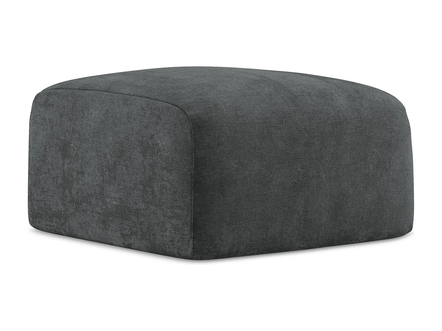 Poef van donkergrijs chenille stof - LEILA