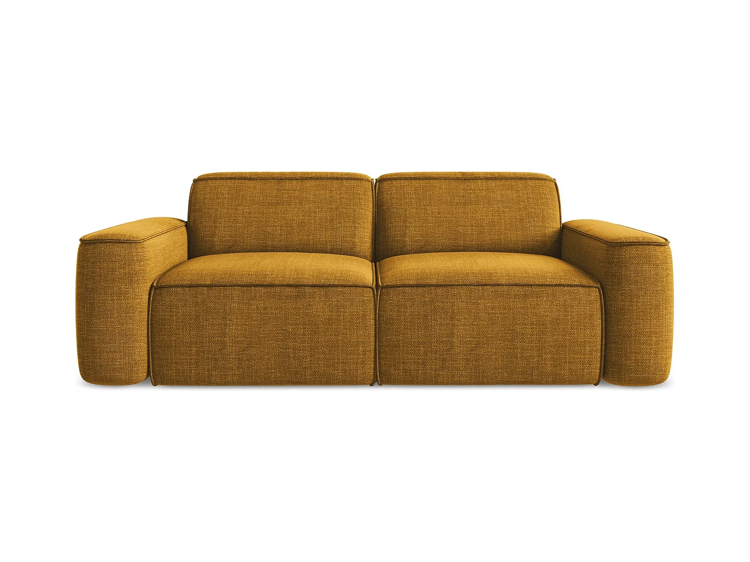 Canapé modulable 3 places en tissu texturé - moutarde - OMAO