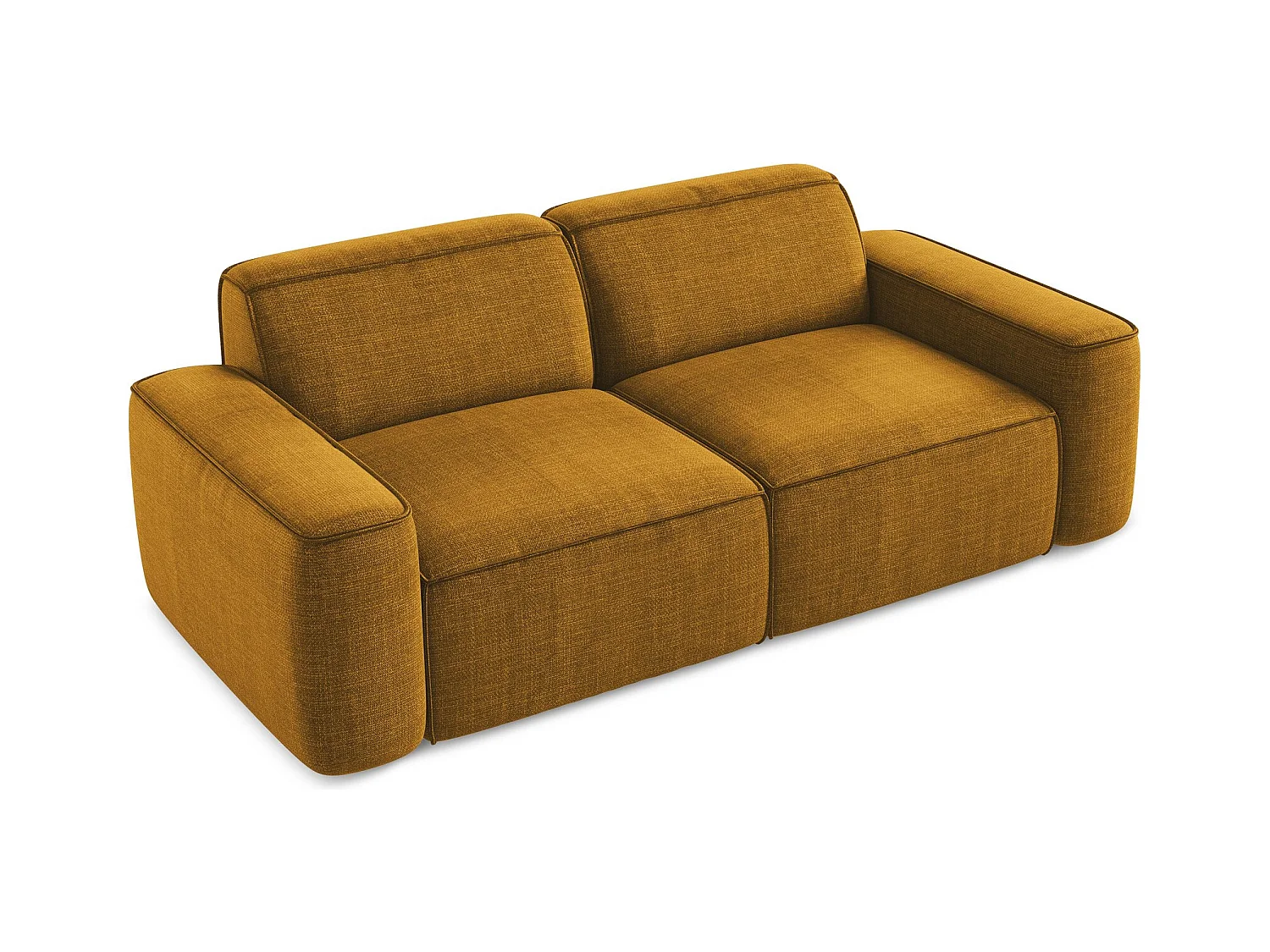 Canapé modulable 3 places en tissu texturé - moutarde - OMAO