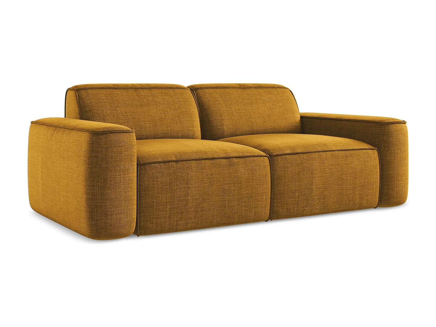 Canapé modulable 3 places en tissu texturé - moutarde - OMAO