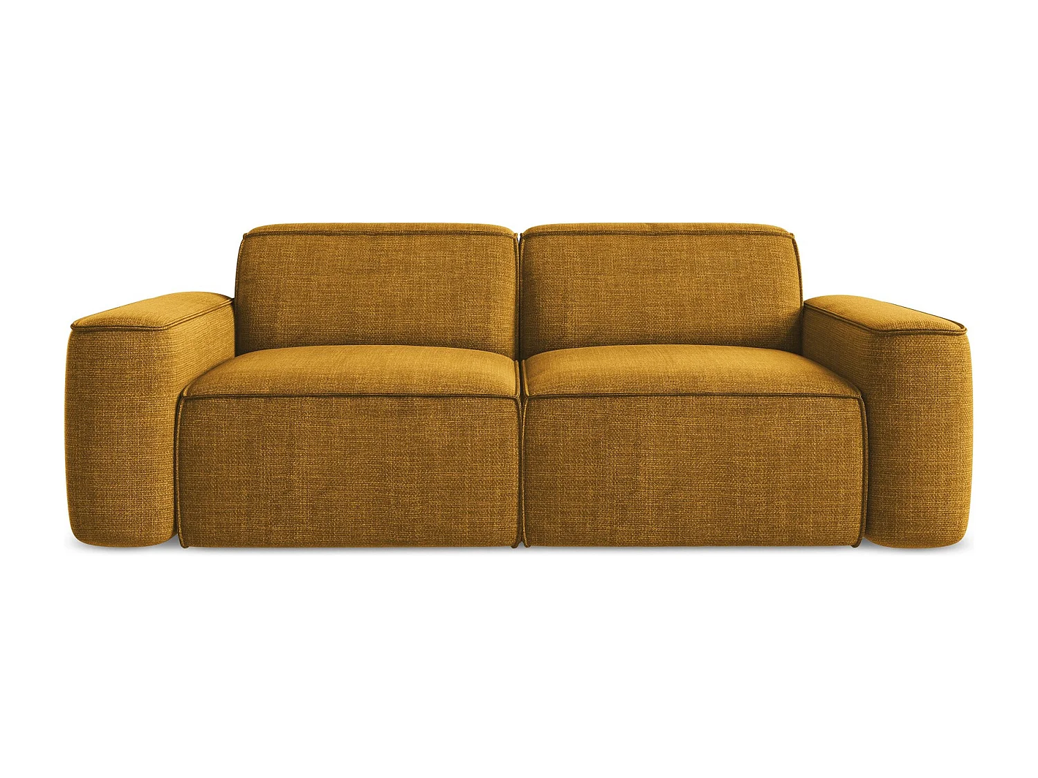 Driezits modulaire bank van mosterd textuurstof - OMAO