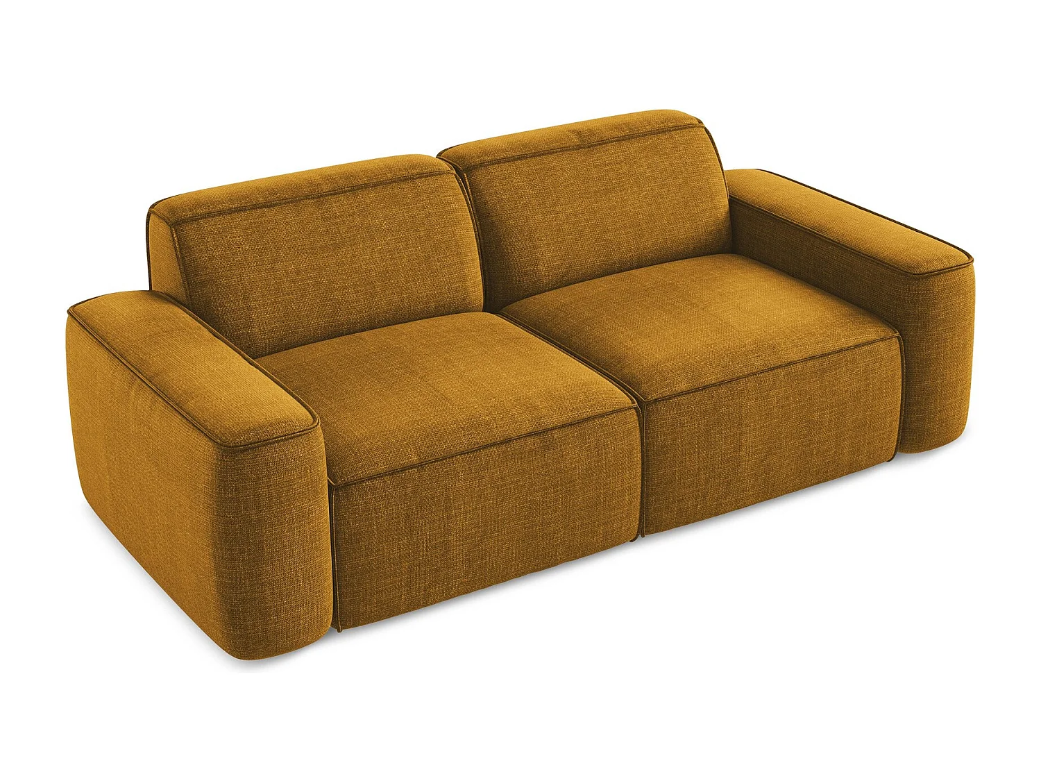 Driezits modulaire bank van mosterd textuurstof - OMAO