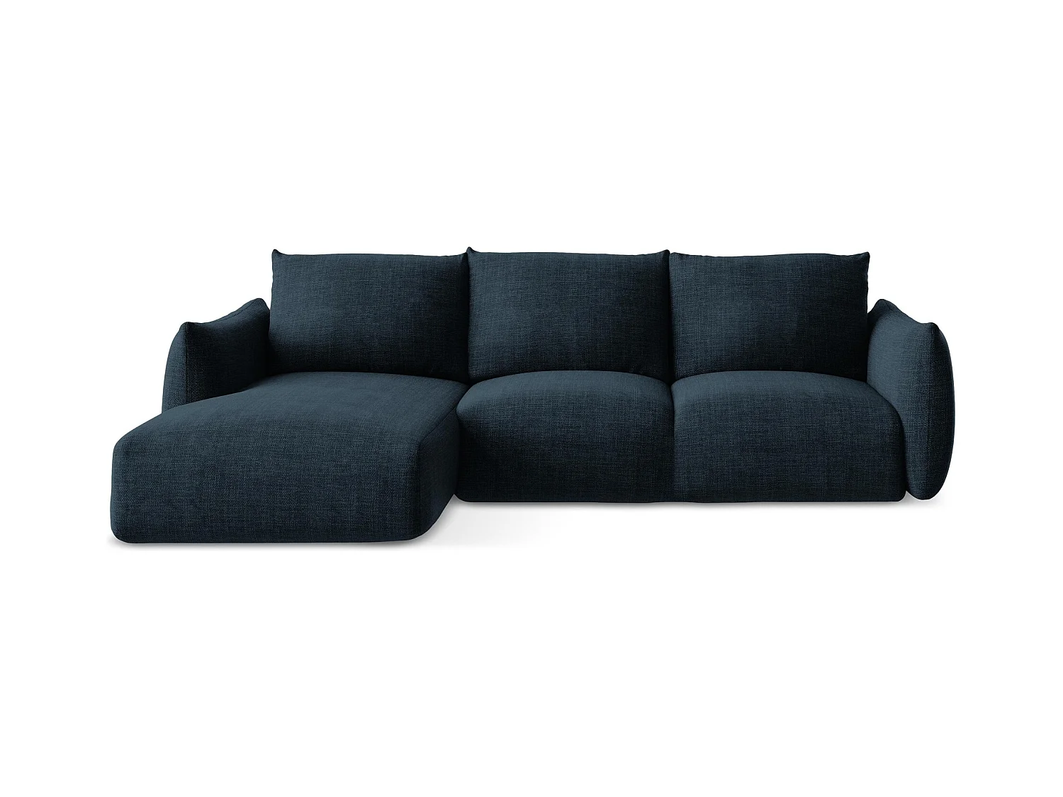 Canapé d’angle 3 places gauche convertible en tissu texturé - bleu royal - LEILA