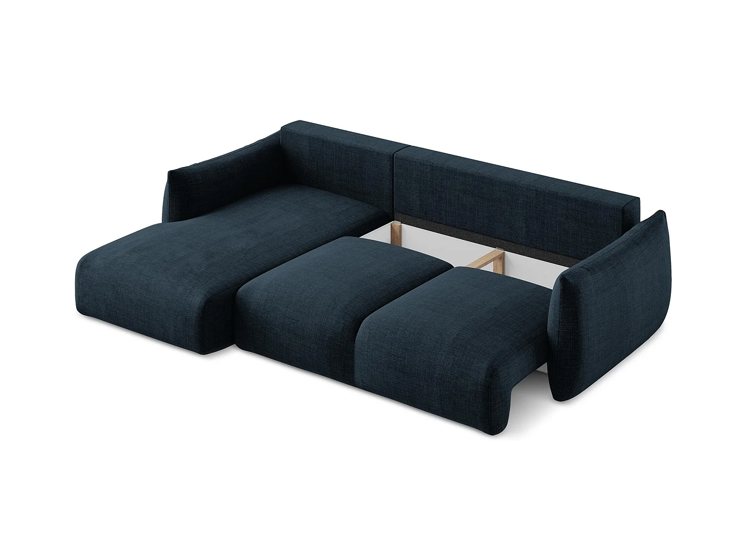 Canapé d’angle 3 places gauche convertible en tissu texturé - bleu royal - LEILA