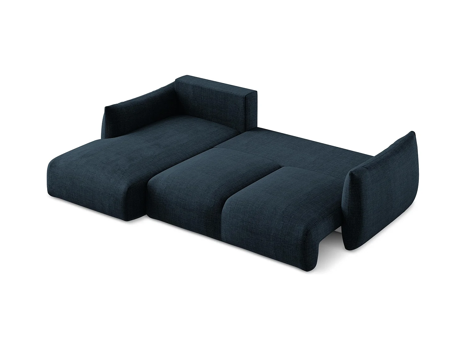 Canapé d’angle 3 places gauche convertible en tissu texturé - bleu royal - LEILA