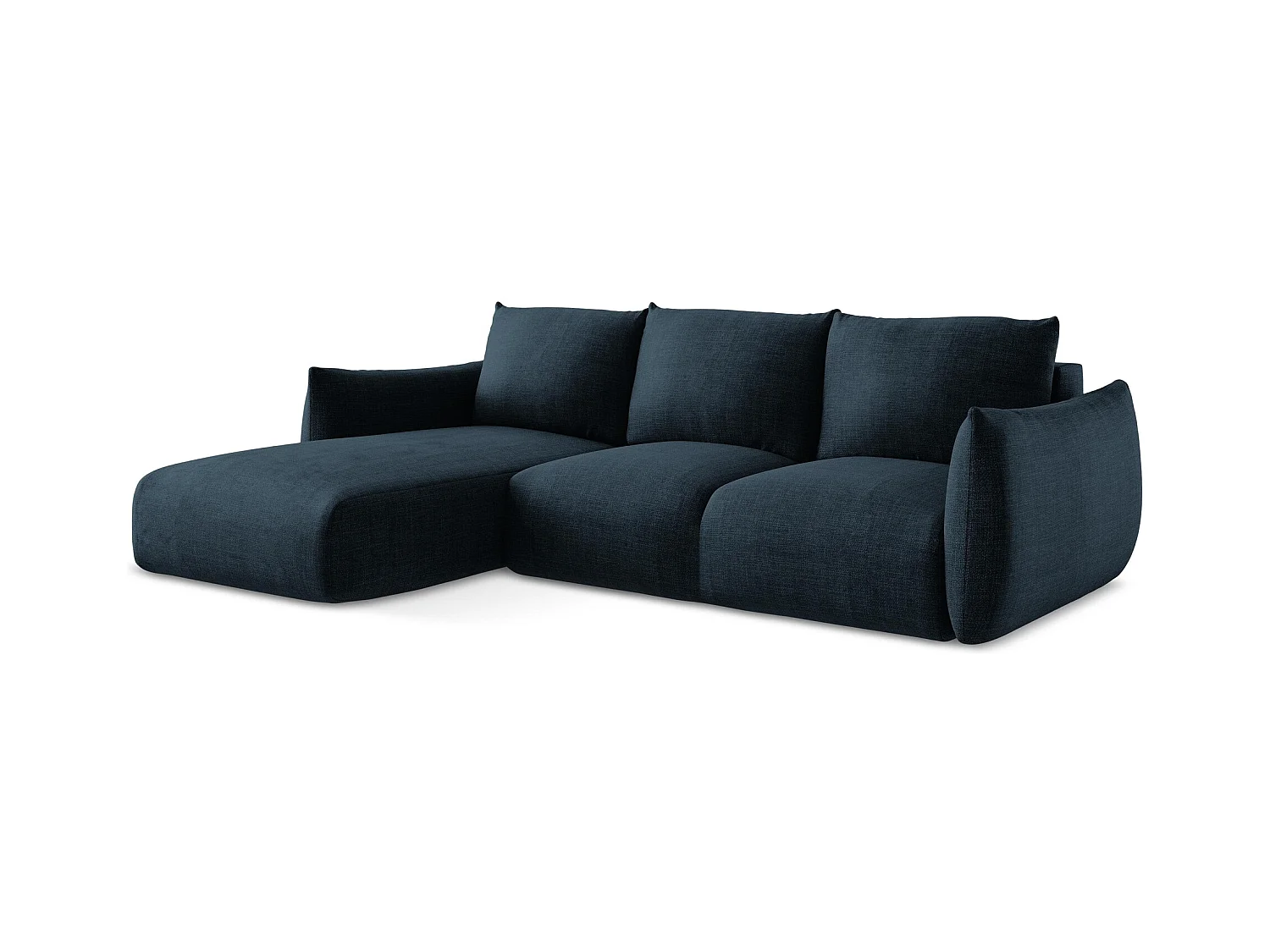 3-Sitzer Ecksofa mit Schlaffunktion - Ecke Links - Strukturstoff - Königsblau - LEILA