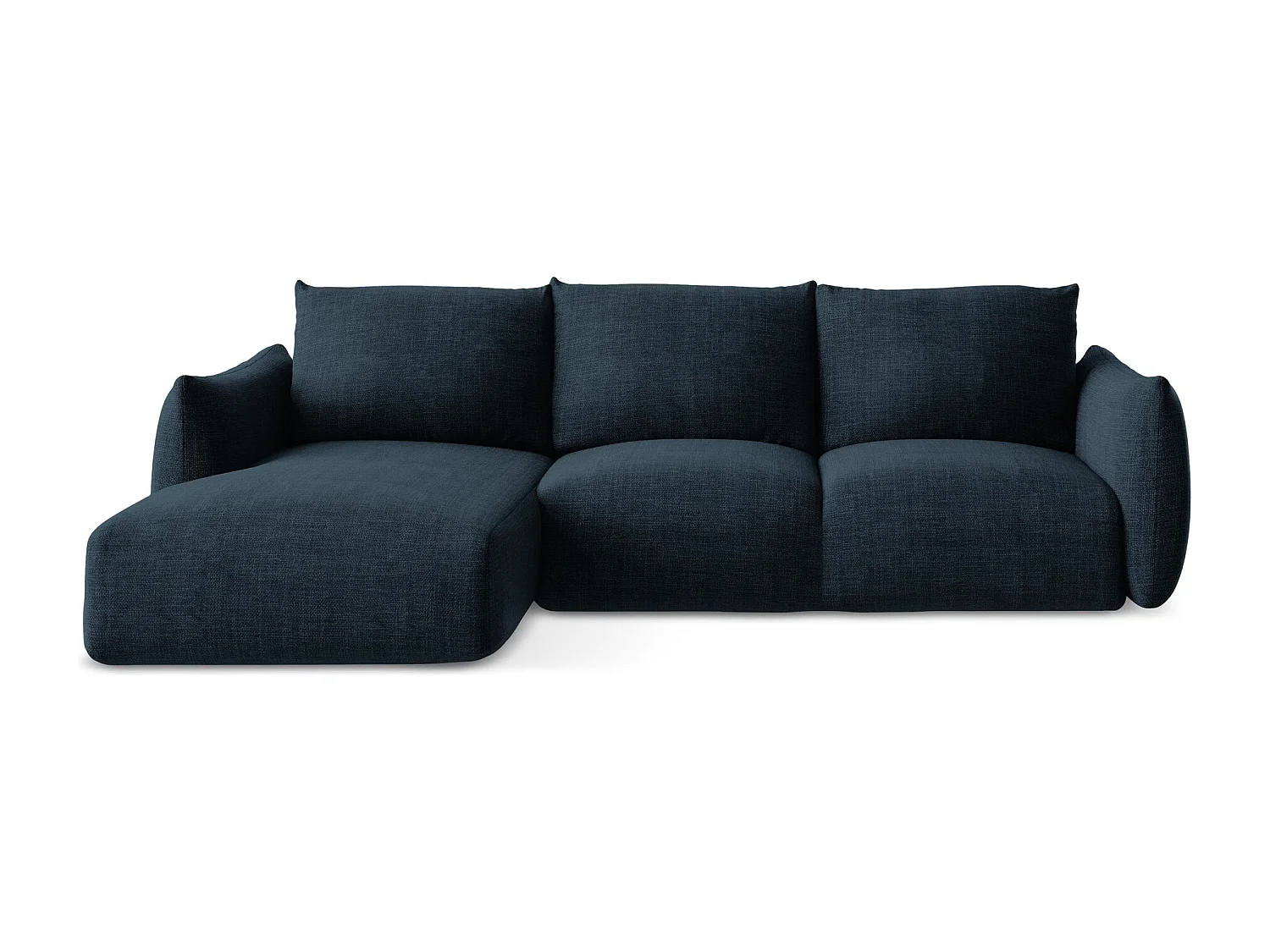 Canapé d’angle 3 places gauche convertible en tissu texturé - bleu royal - LEILA