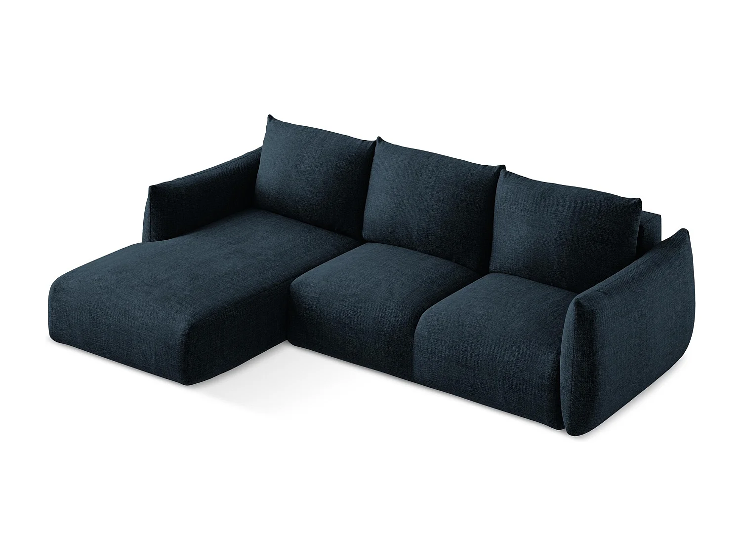 Canapé d’angle 3 places gauche convertible en tissu texturé - bleu royal - LEILA