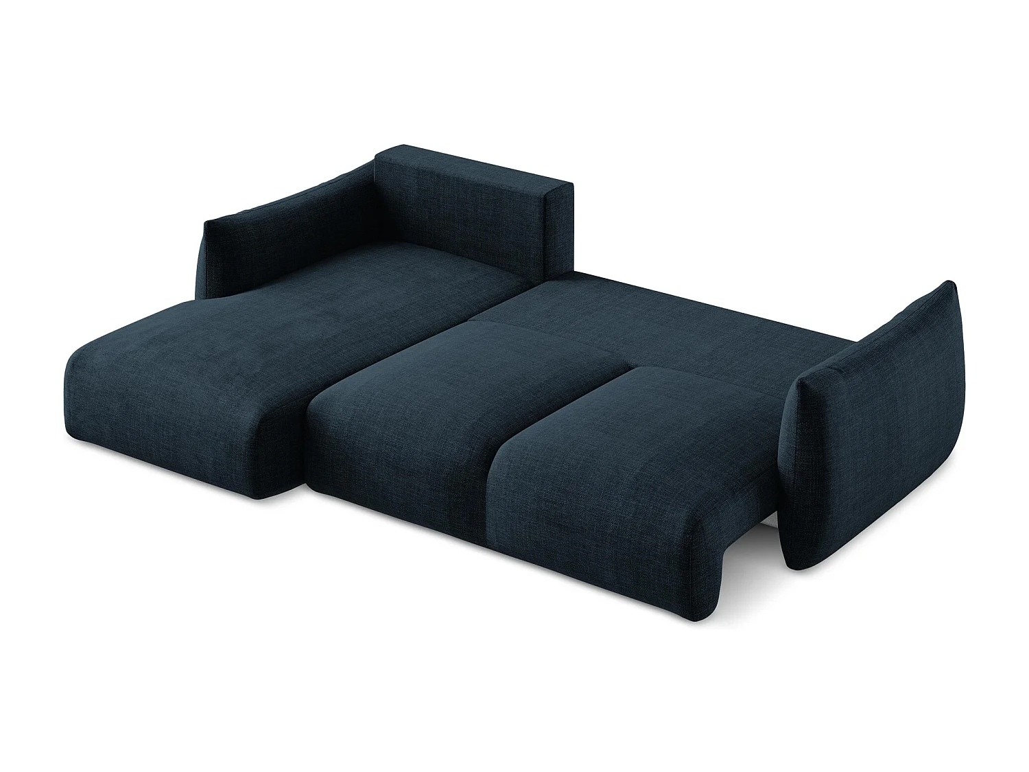 Canapé d’angle 3 places gauche convertible en tissu texturé - bleu royal - LEILA