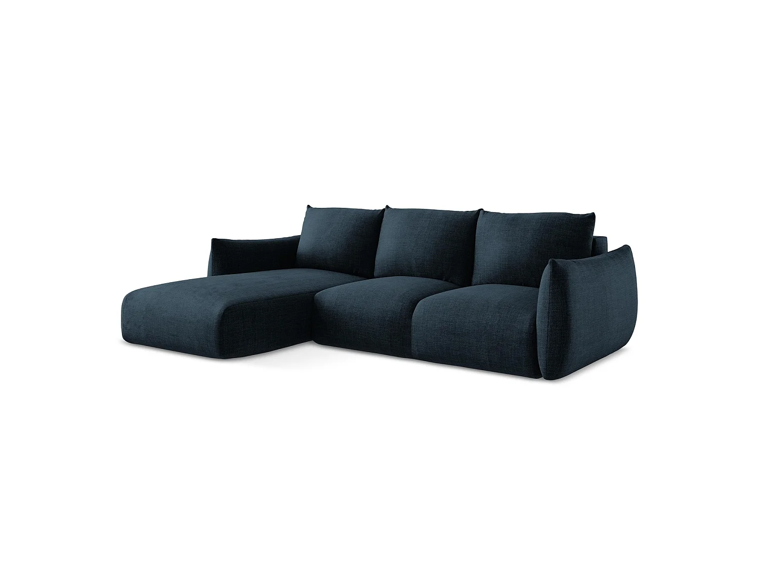 Canapé d’angle 3 places gauche convertible en tissu texturé - bleu royal - SAVONA