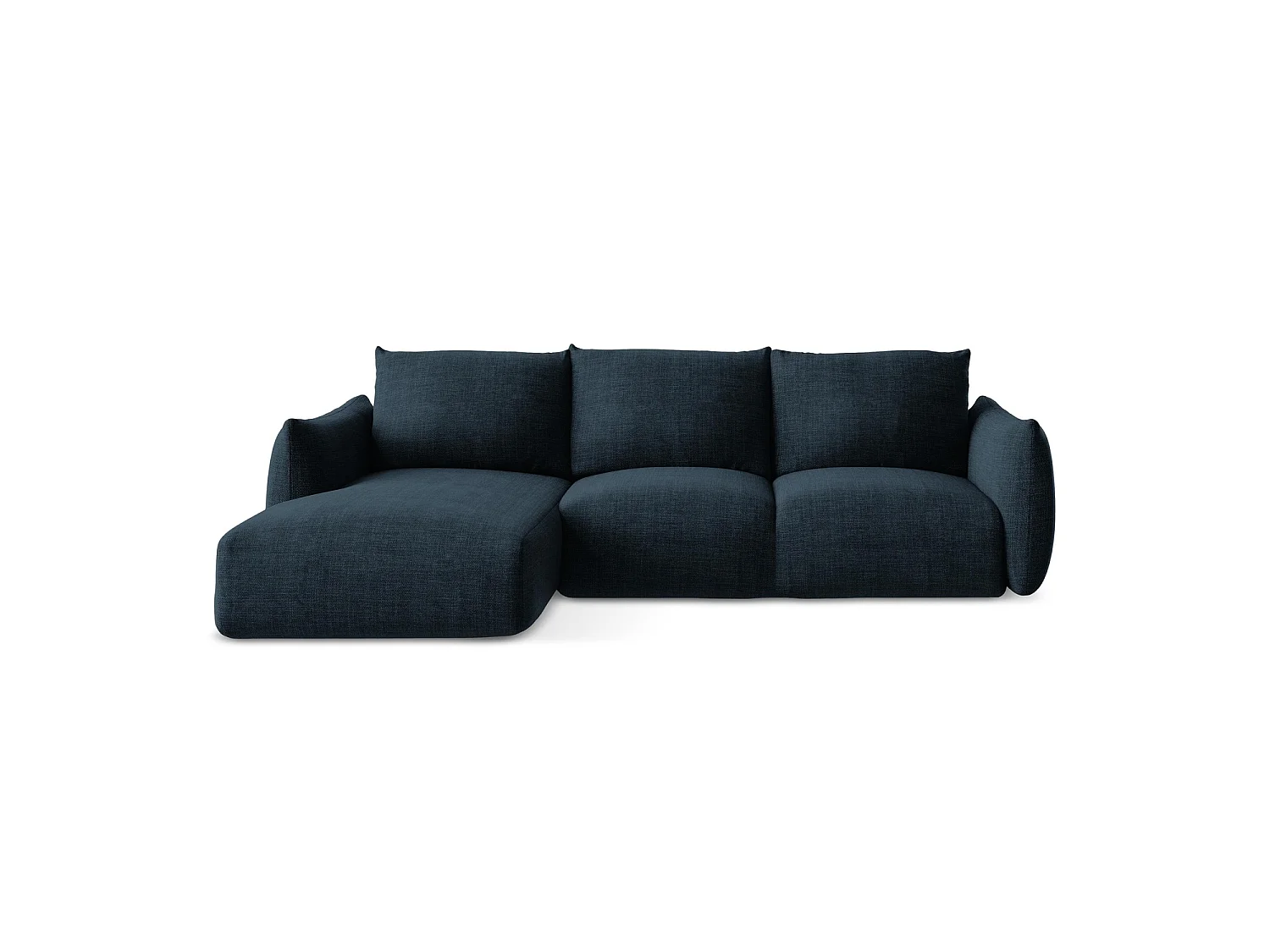 Canapé d’angle 3 places gauche convertible en tissu texturé - bleu royal - SAVONA