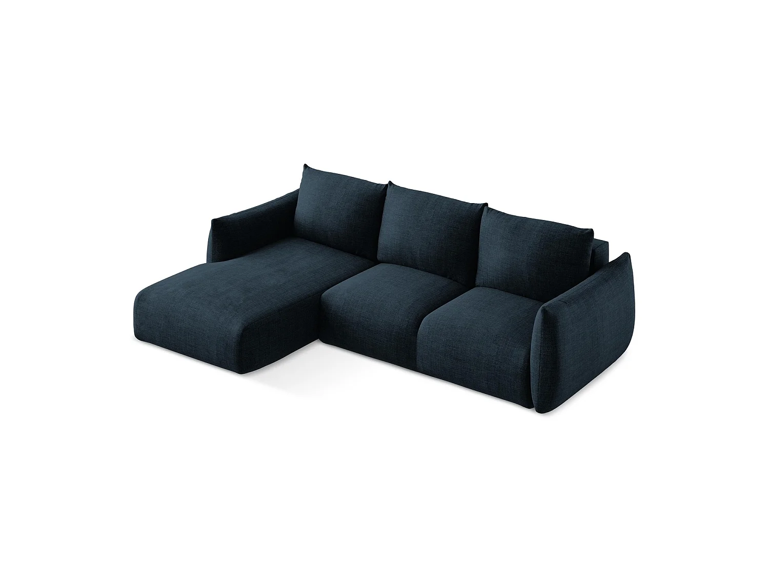 Canapé d’angle 3 places gauche convertible en tissu texturé - bleu royal - SAVONA