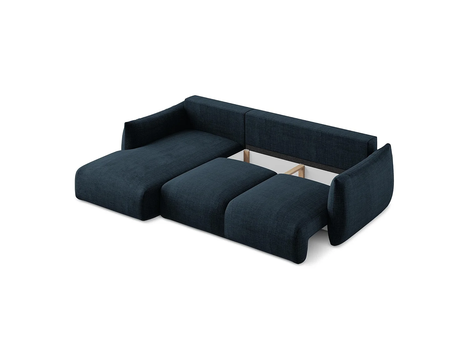 Canapé d’angle 3 places gauche convertible en tissu texturé - bleu royal - SAVONA