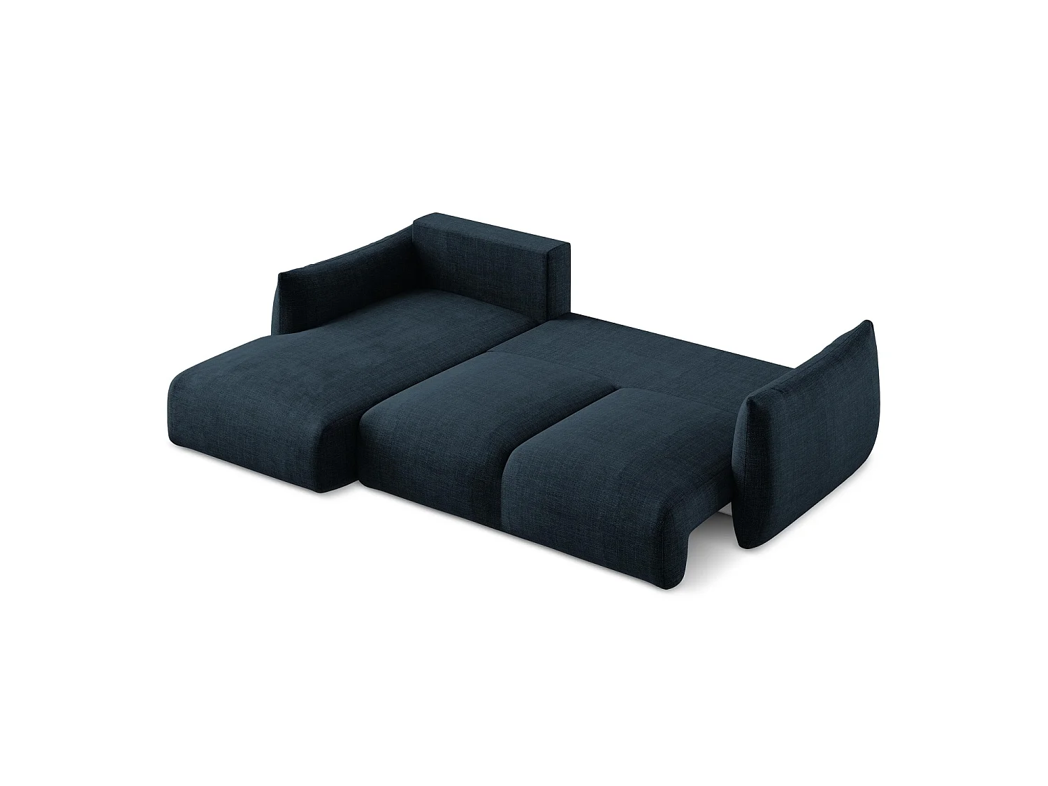 Canapé d’angle 3 places gauche convertible en tissu texturé - bleu royal - SAVONA