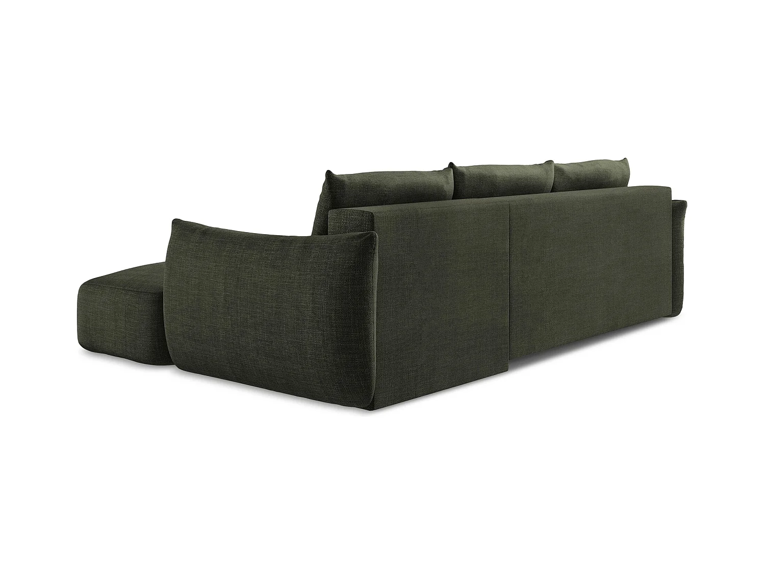 Canapé d'angle droit convertible en tissu texturé - olive - LEILA