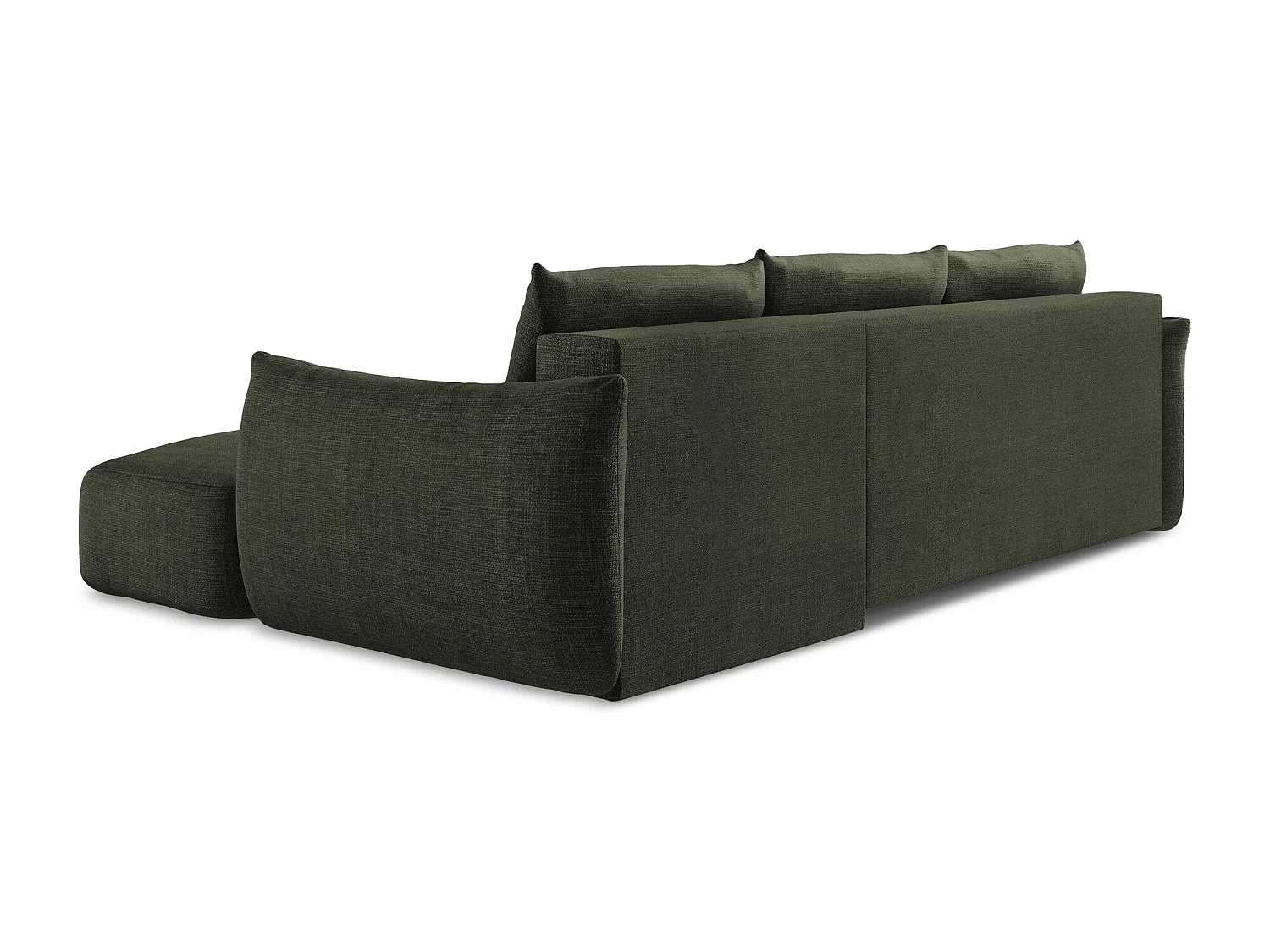 Canapé d'angle droit convertible en tissu texturé - olive - LEILA