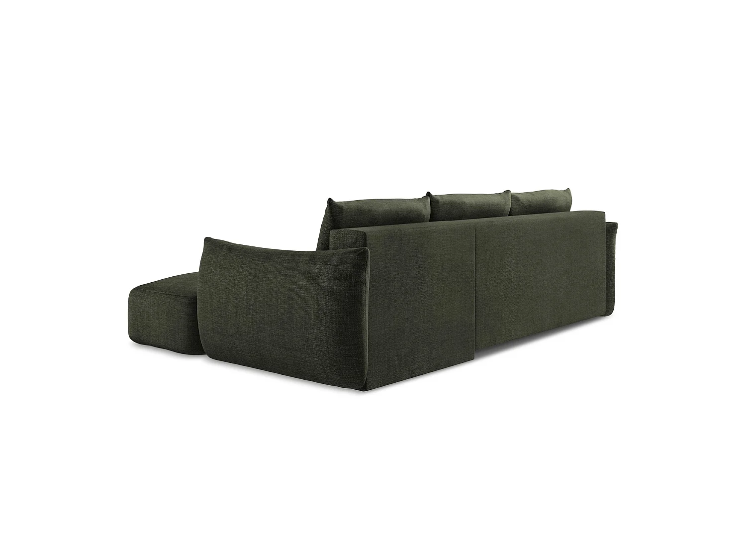 Canapé d'angle droit convertible en tissu texturé - olive - SAVONA