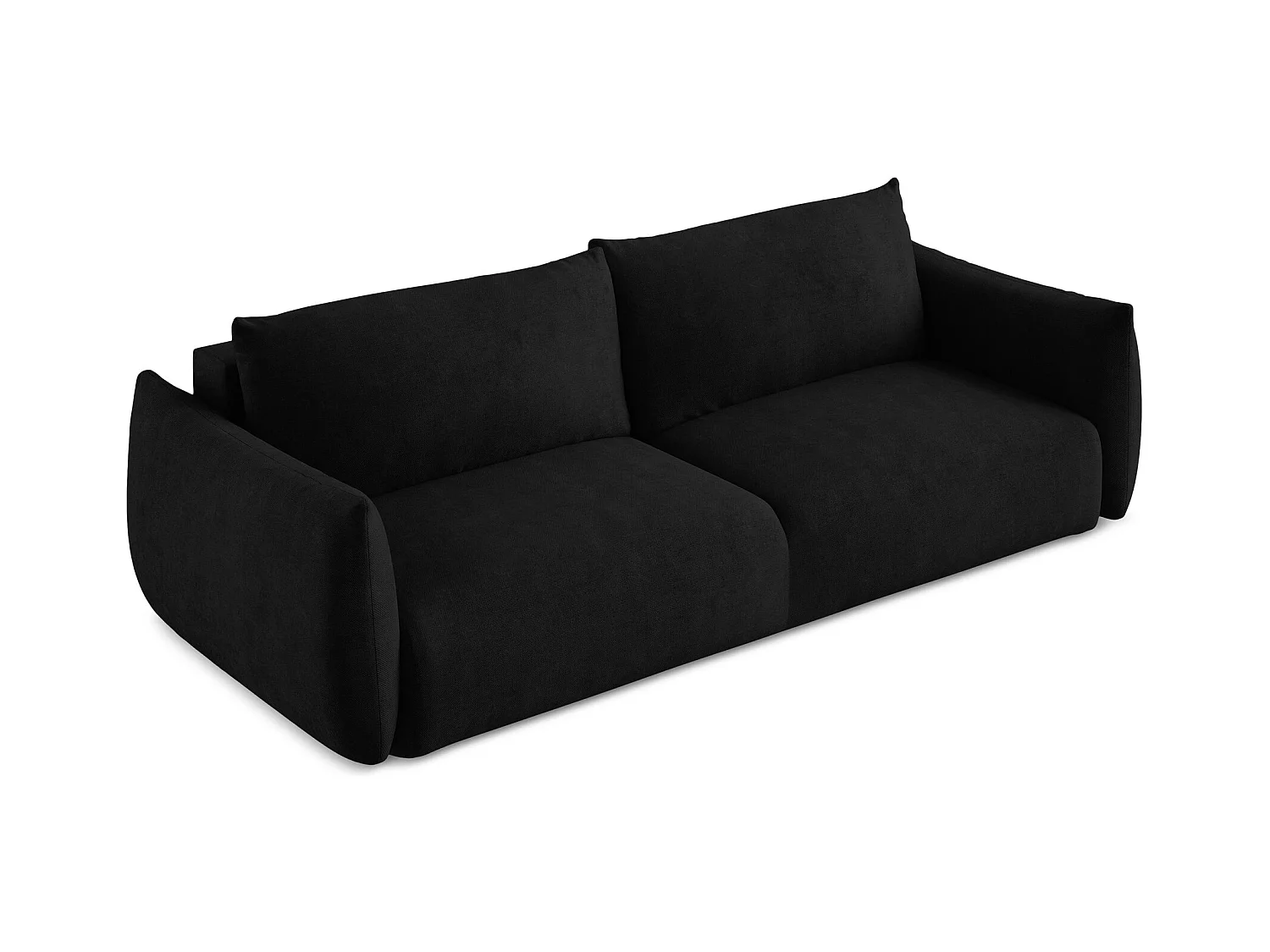 Canapé 3 places convertible en tissu chenille - noir - LEILA