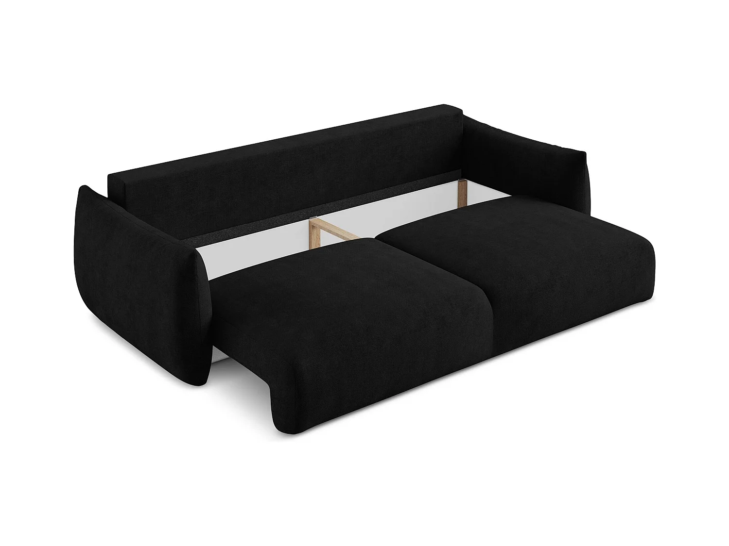 Canapé 3 places convertible en tissu chenille - noir - LEILA